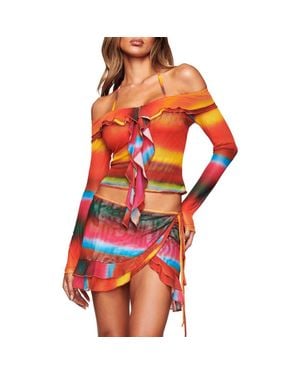 I.AM.GIA Mariska Off The Shoulder Mesh Top - Orange