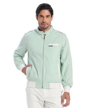 Members Only Seersucker Iconic Racer Jacket - Green