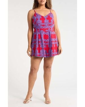 Sugarlips Rory Abstract Kirsten Tie Romper Curve - Red