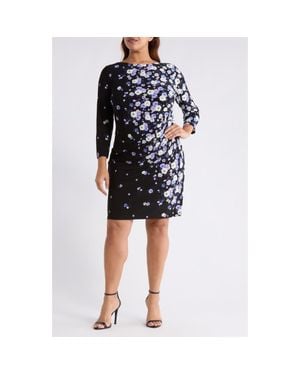 Kasper Floral Print Sheath Dress - Black