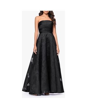 Betsy & Adam Floral Brocade Strapless Gown - Black