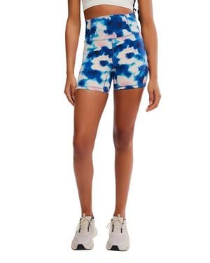 Free People Fp Movement Printed Never Better Bike Shorts - Blue