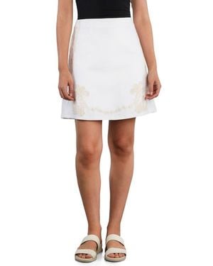 Wash Lab Denim Heritage Embroidered Miniskirt - White