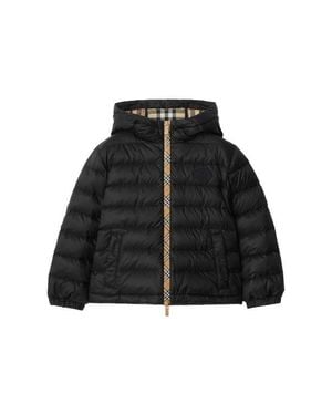 Burberry Checker-Tape Nylon Hooded Puffer Jacket - Black