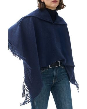 Rag & Bone Darcey Cowl Neck Wool Poncho - Blue