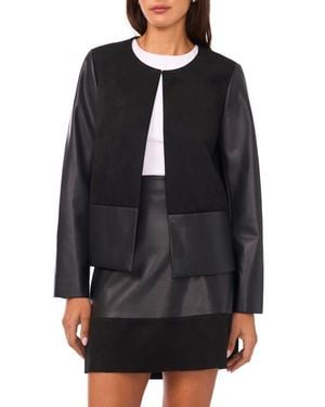 Vince Camuto Faux Suede & Faux Leather Jacket - Black