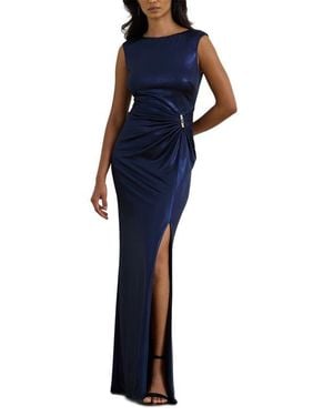 Ralph Lauren Metallic Sleeveless Gown - Blue