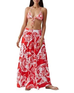 Melissa Odabash Shiloh Cover-Up Maxi Skirt - Red