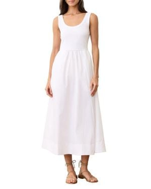 Marine Layer Gemma Mixed Media Midi Dress - White
