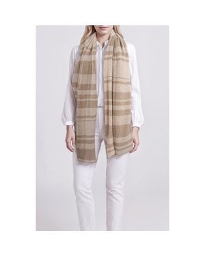 Portolano Lightweight Cashmere Striped Wrap - White