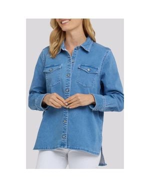 NYDJ Oversize Denim Button-Up Shirt - Blue