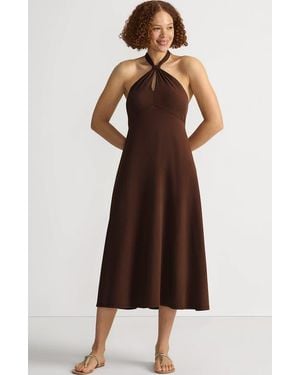 Lands' End Cotton Modal Halter Midi Dress - Brown