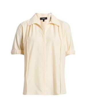 Theory Short Sleeve Cotton Blend Shirt - Natural