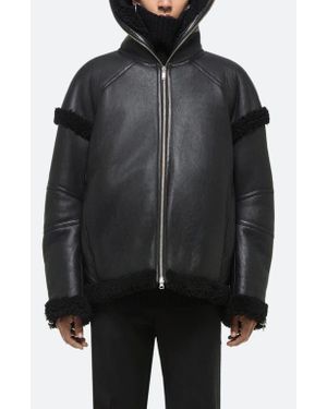 Helmut Lang Apex Hooded Reversible Genuine Shearling & Leather Coat - Black