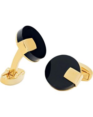 Link Up Obsidian Disc With Tab Cufflinks - Blue
