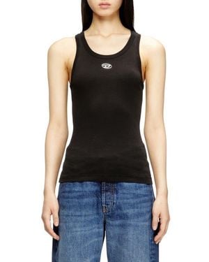 DIESEL T-Anki-Od Metallic Oval D Cutout Rib Tank - Black