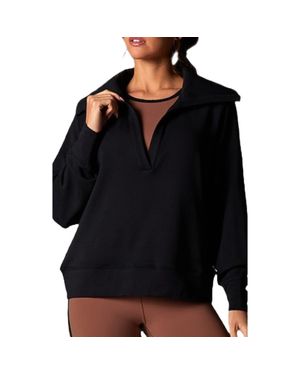 Tavi Cozy Collared Sweatshirt - Black