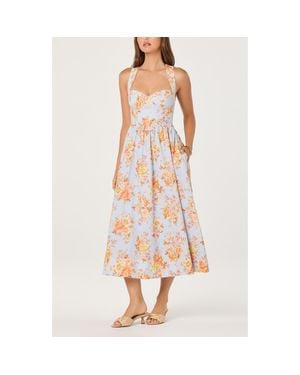 Astr Beryl Floral Cotton & Linen Midi Dress - Multicolor