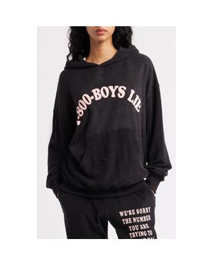 Boys Lie 1-800 Logo High Pile Fleece Hoodie - Black