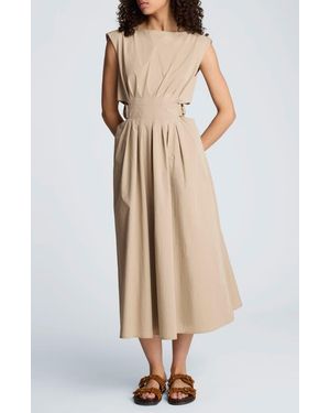 Kenneth Cole Cutout D-Ring Tie Back Midi Dress - Natural