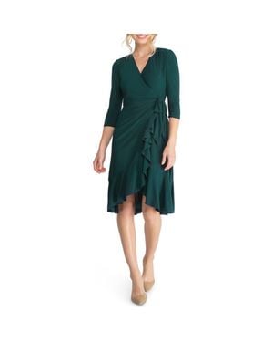 Kiyonna Whimsy Midi Wrap Dress - Green