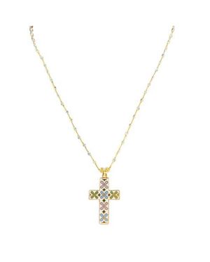 MADISON BEVERLY HILLS 1890's Enamel Small Cross Necklace - Metallic