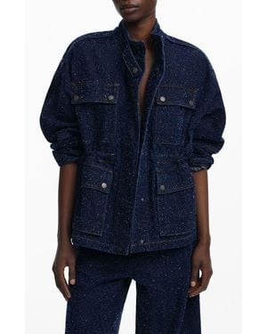 Desigual Flecked Denim Trucker Jacket - Blue