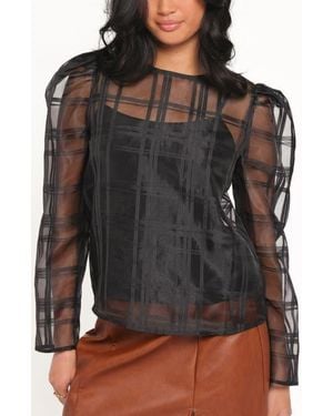 Petal & Pup Peony Sheer Long Sleeve Shirt - Black