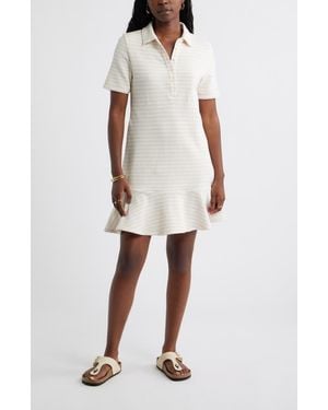 Caslon Henley Short Sleeve Polo Dress - White