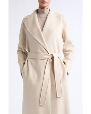 Max Mara Poldo Wool Blend Belted Wrap Coat - Natural