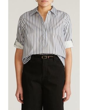 UNIVERSAL STANDARD Button-Back Popover Shirt - Gray