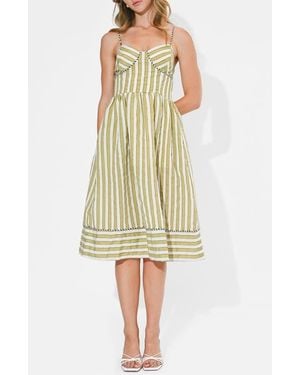 Adelyn Rae Perle Stripe Fit & Flare Midi Dress - Yellow