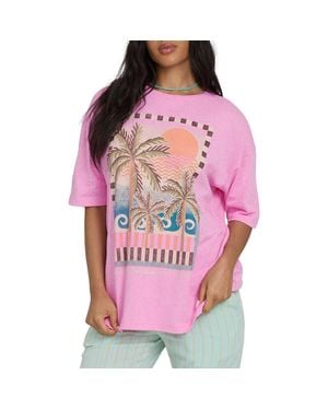 Billabong Feel The Heat Graphic Oversize Cotton T-Shirt - Pink