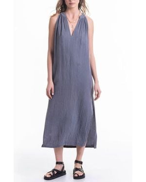 ocean + main Sleeveless Gauze Midi Dress With Pockets - Purple