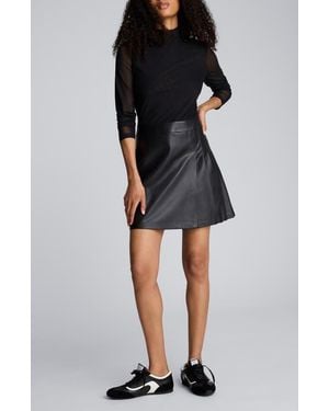 Kenneth Cole Jodie Long Sleeve Mixed Media Faux Leather Minidress - Black