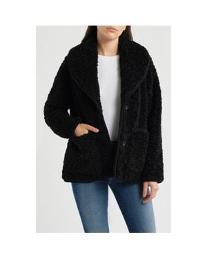 Lucky Brand Cozy Patch Pocket Faux Shearling Jacket - Black