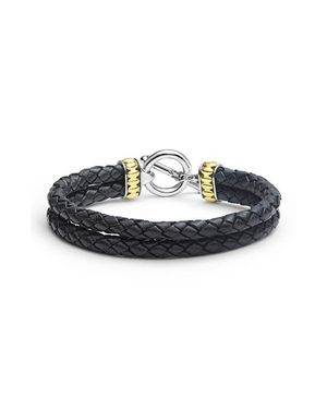 Lagos Anthem Double Leather Bracelet - Black
