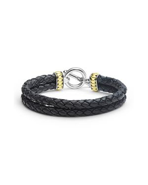 Lagos Anthem Double Leather Bracelet - Black