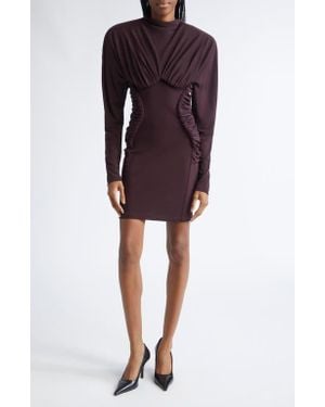 Stella McCartney Pleated Long Sleeve Crepe Jersey Minidress - Red