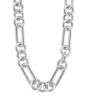 Lagos Large Sterling Caviar Link Necklace - Metallic