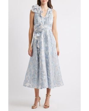 Tahari Floral Burnout Cocktail Dress - Blue