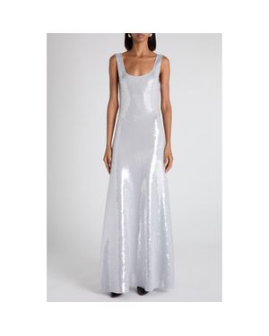 Bottega Veneta Scoop Neck Sleeveless Sequin Gown - White