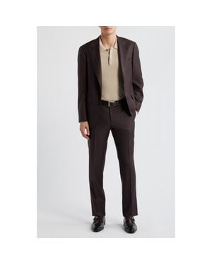 Canali Capri Trim Fit Super 130S Wool Peak Lapel Suit - Black