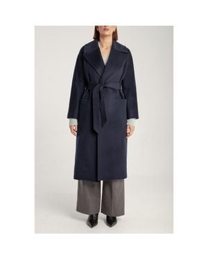 1982 Pure Cashmere Wrap Belted Midi Coat - Blue