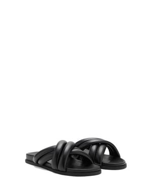Mango Padded Crisscross Strap Slide Sandal - Black