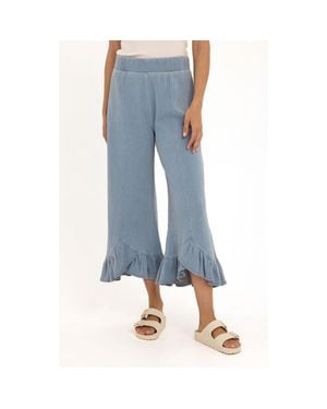 Threads For Thought Akela Organic Cotton Terry Cloth Ruffle Hem Pants - Blue