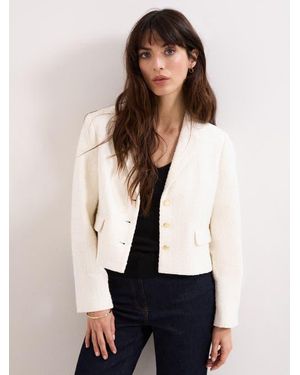 Phase Eight Adria Cropped Textured Jacket Blazer - White