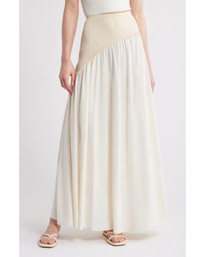 Solid & Striped The Soglio Asymmetric Rib Overlay Maxi Skirt - White