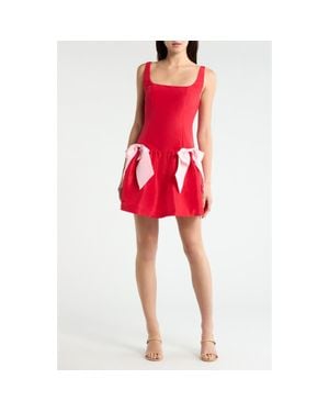Sugarlips Noretta Bow Satin Minidress - Red