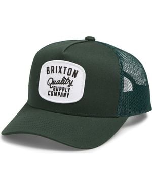 Brixton Hubal Netplus Embroidered Logo Patch Snapback Trucker Hat - Green